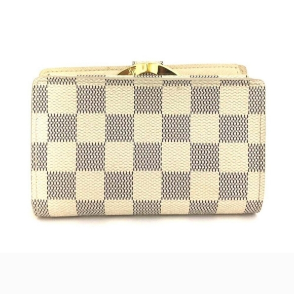 Authentic Louis Vuitton Damier Kisslock/Bifold Wallet, Cream and Grey - Picture 4 of 8